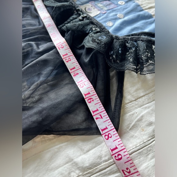 Vintage 90s Kasara Black Nylon Coquette Nightgown Sleepwear Lingerie Top Small - Picture 9 of 10